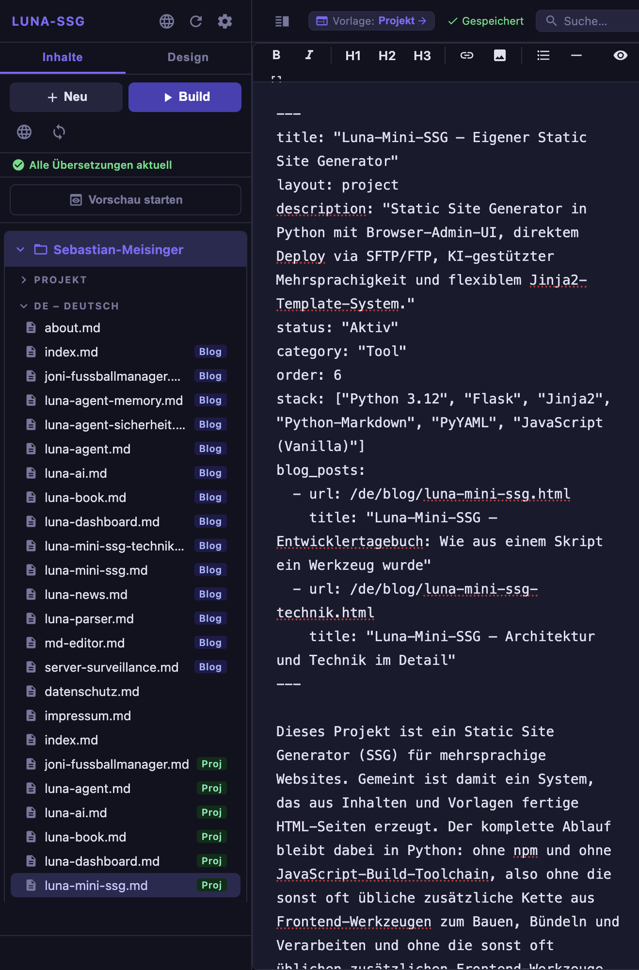 Admin-UI – Markdown-Editor mit geöffneter Datei